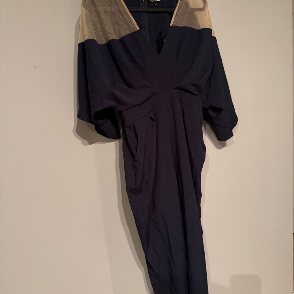 Fashion Nova Navy and Cream Jumpsuit - Picture 7 of 7